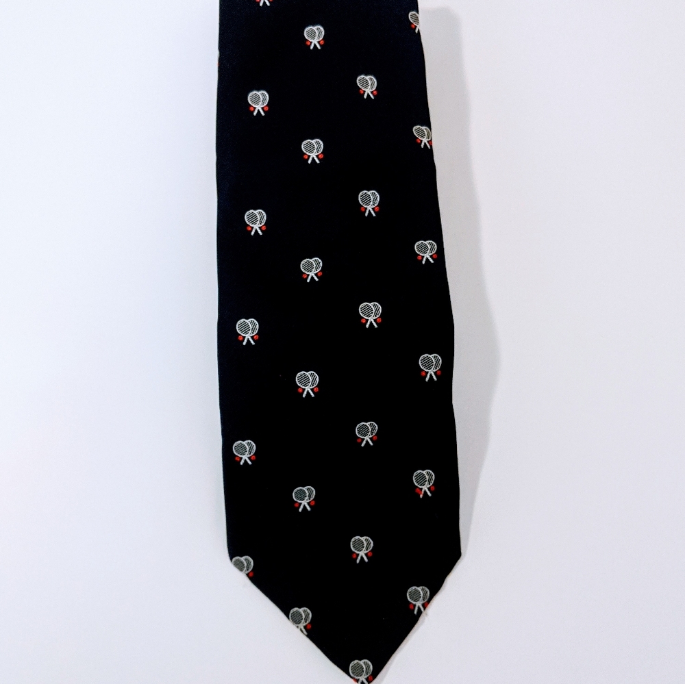 Vintage Salvatori Tennis Rackets Navy Blue Tie